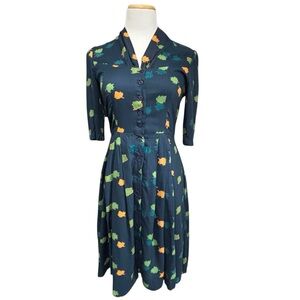 Emily & Fin Fall Leaves Print Dress Size S